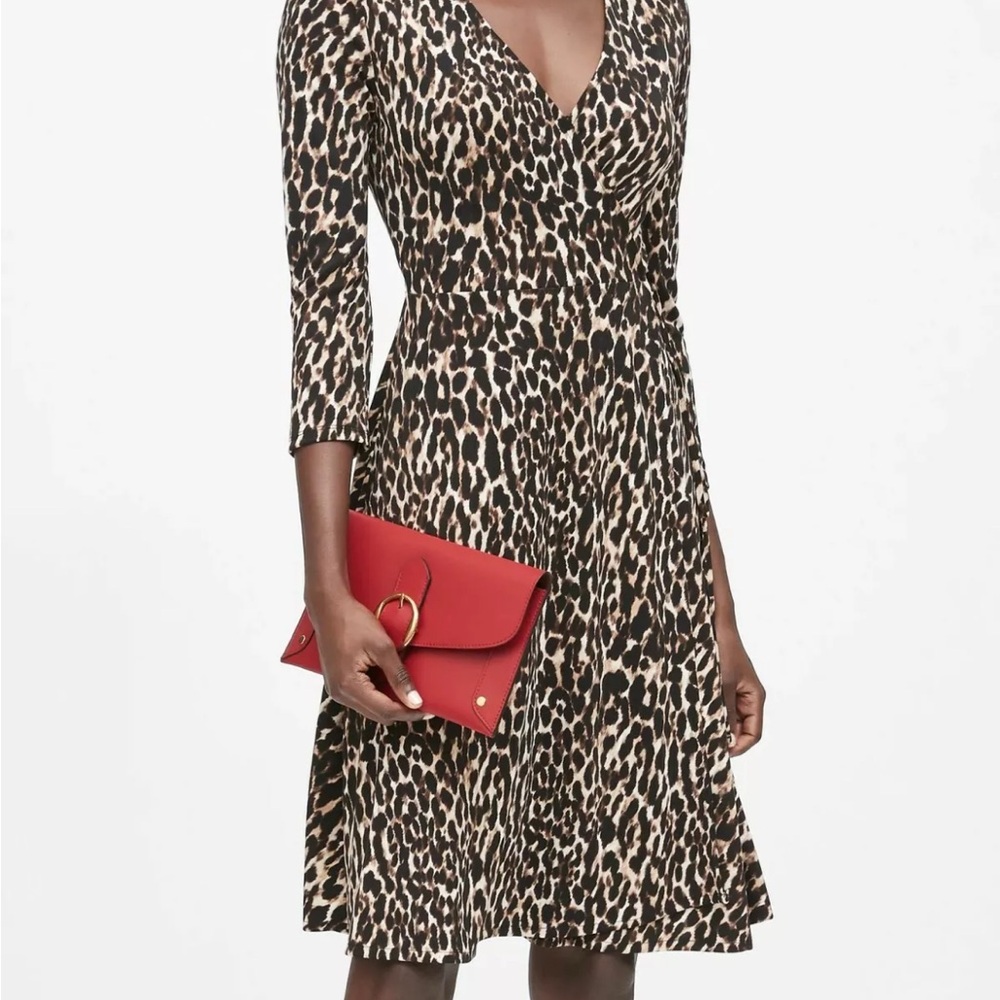 NWT Banana Republic S Leopard Print Knit Wrap Dress